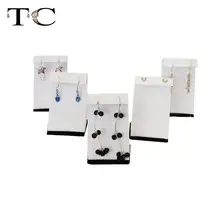 5 шт./партия, белые кожаные подставки для серег с бирками, органайзер для сережек, кольца, чехлы для сережек