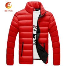 New Mens Winter Jackets Keep Warm Thicker Fashion Solid Color Coat Casual Stand Collar High Quality Cotton Parkas Jacket Size2XL