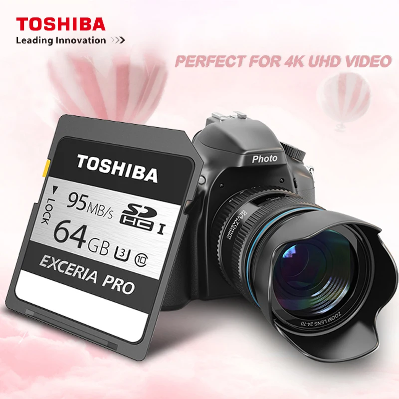 100% Оригинальные TOSHIBA EXCERIA PRO N401 карты памяти до 95 МБ/с./с. 32 Гб 64 sd class 10 для SLR камера