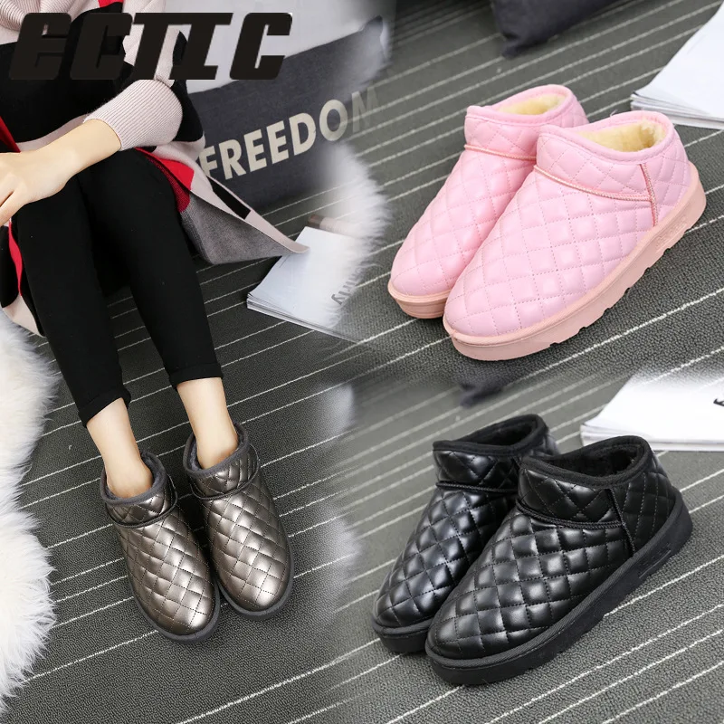 

QWEDF 2018 winter new women's shoes snow boots solid color sleeve soft winter flat bottom with short tube round head boots MC-16