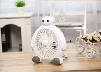 

Portable Mini Desk Fan Creative Home Office ABS Electric Fans Silent Desktop Fan With Cute BayMax Style Care your Summur