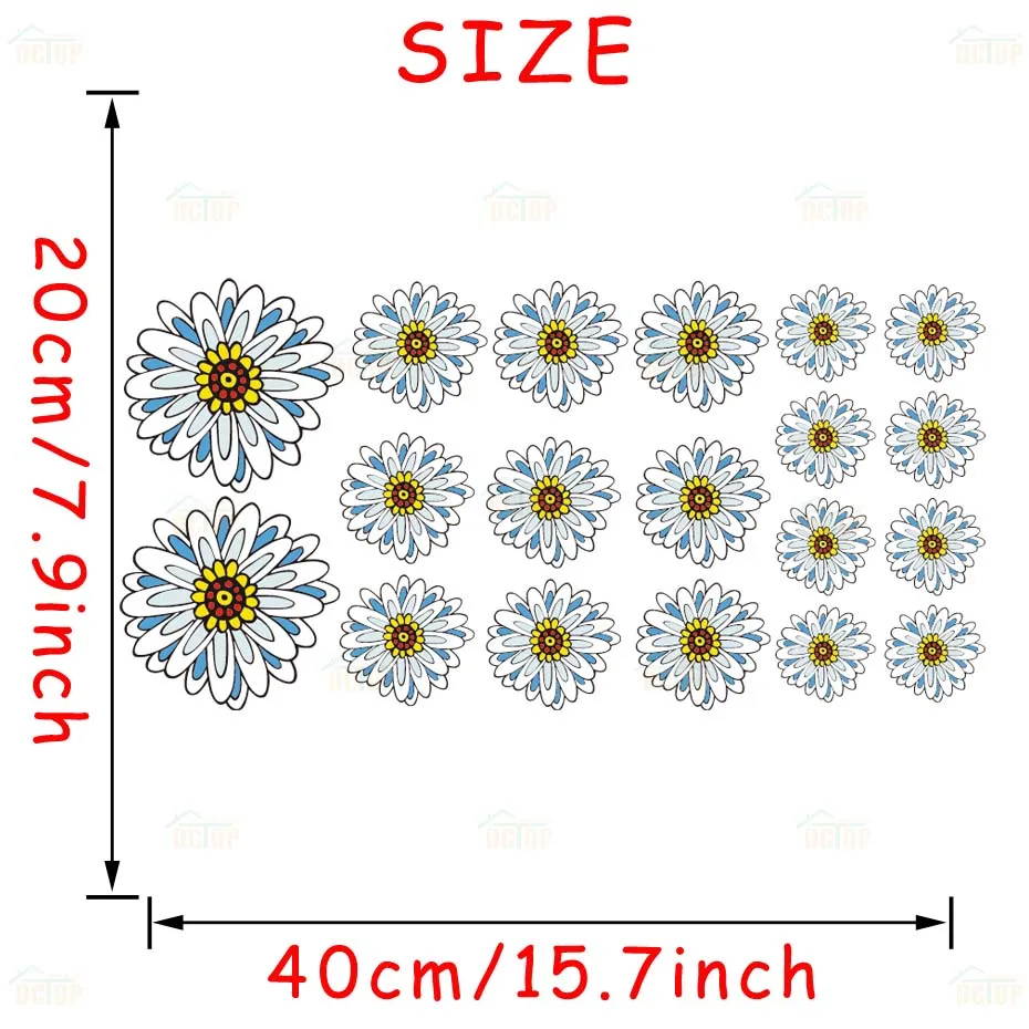 White Chrysanthemum Flower Wall Decals Children's Kids Girl DIY Art Vinyls Stickers Living Room Bedroom Home Decorative Mural (4)
