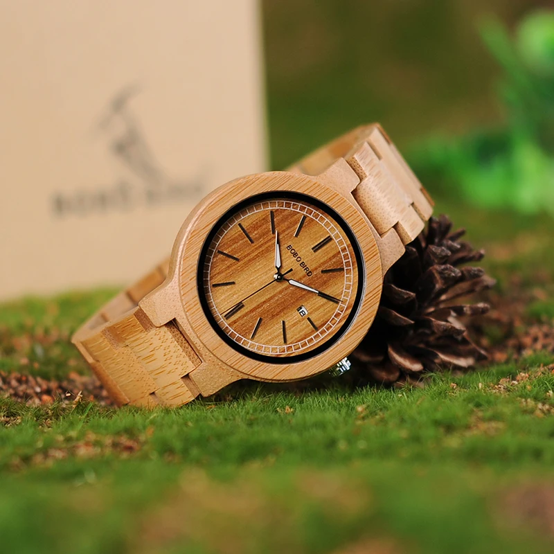 BOBO BIRD LP23 Drop Shipping Designer Bamboo Wooden Watches Men with Stainless Steel Clasp Quartz Relogio in Box