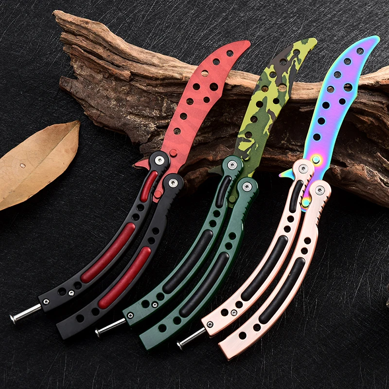 New Arrive 3 Colors CS GO Butterfly in Knife Butterfly Training Knife Stainless Steel Karambit