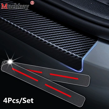 

For Opel INSIGNIA Carbon Fiber Sticker car scuff plate door sill trim welcome pedal car styling Accessories stickers 4pcs