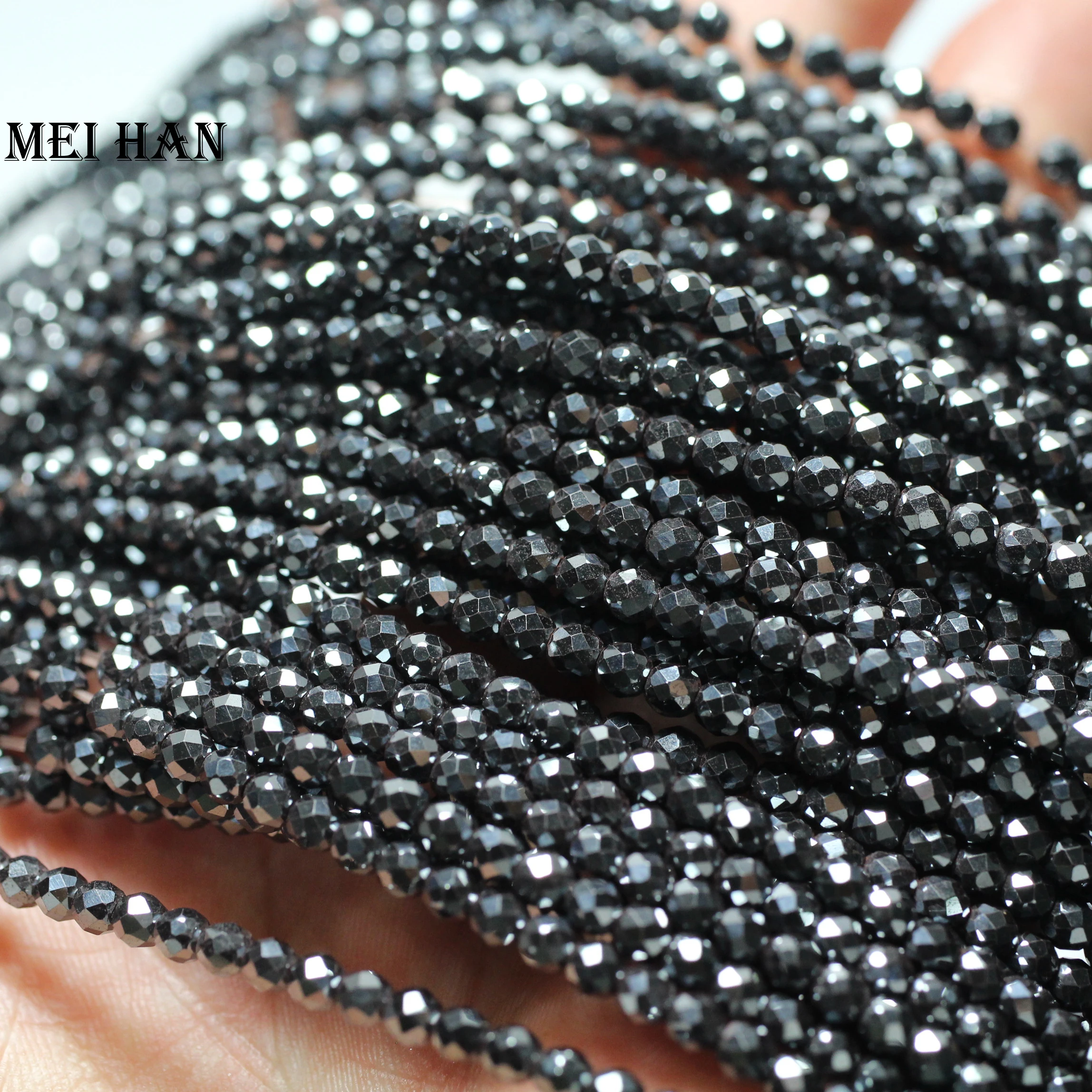 

Hematite 3mm faceted round (5strands/set) handmade loose fashion beads for jewelry making design