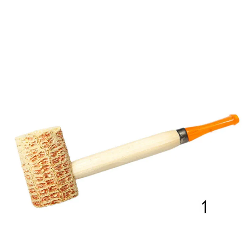 

5Pcs CornCob Tobacco Pipe for Beginner Smoker Small Plastic Mouthpiece Wooden Stem Straight SmokingPipe Free Shipping