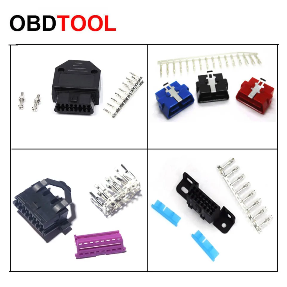 

ObdTooL OBD 16PIN Female Male Connector with 16 Terminals OBD2 Socket Plug Diagnostic Interface Car Assembly Parts Adapter
