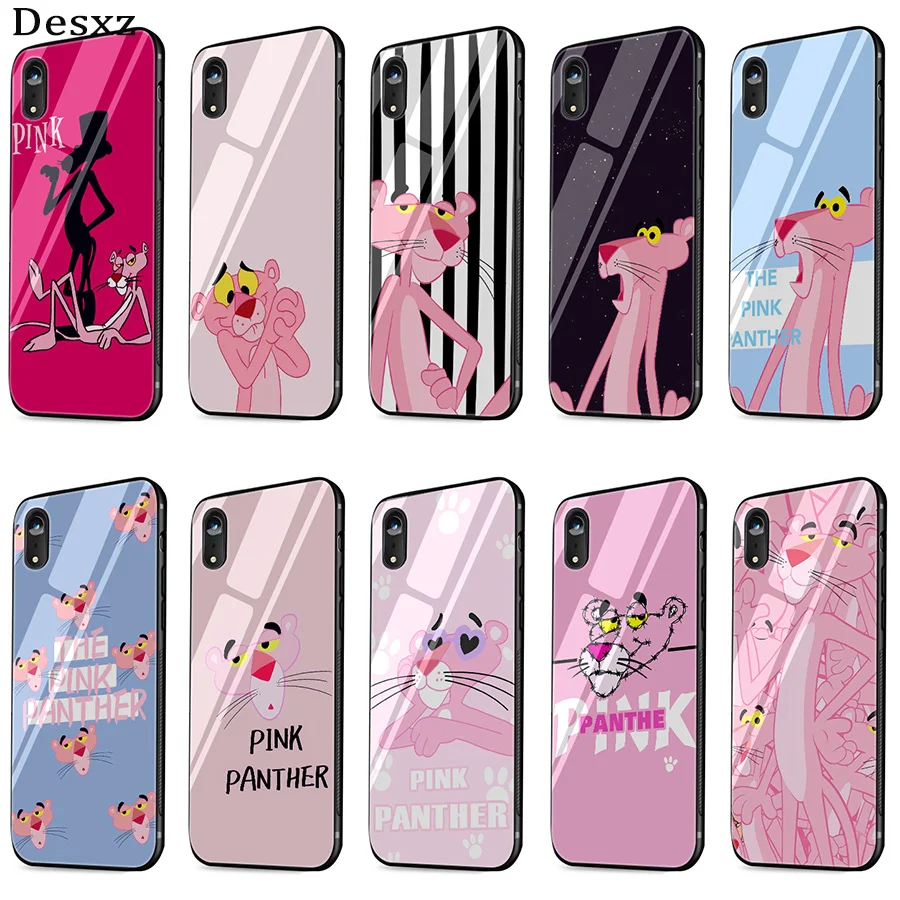 Desxz Tempered Glass Case Pink Panther For iPhone X XS Max XR 6 6s 7 8