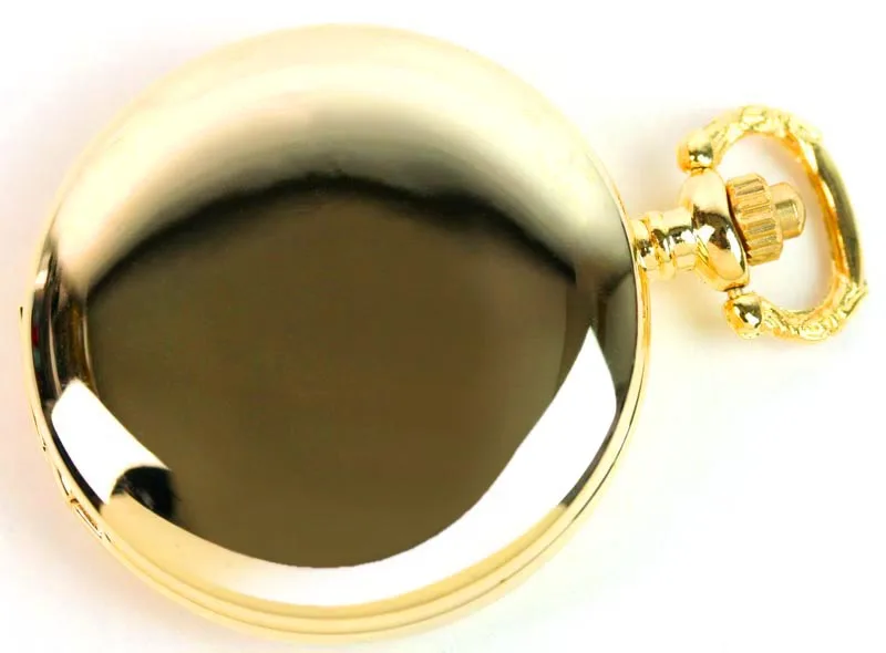 

ELEGANT PLAIN GOLDEN-PLATED/POLISHED FINSH QUARTZ POCKET WATCH