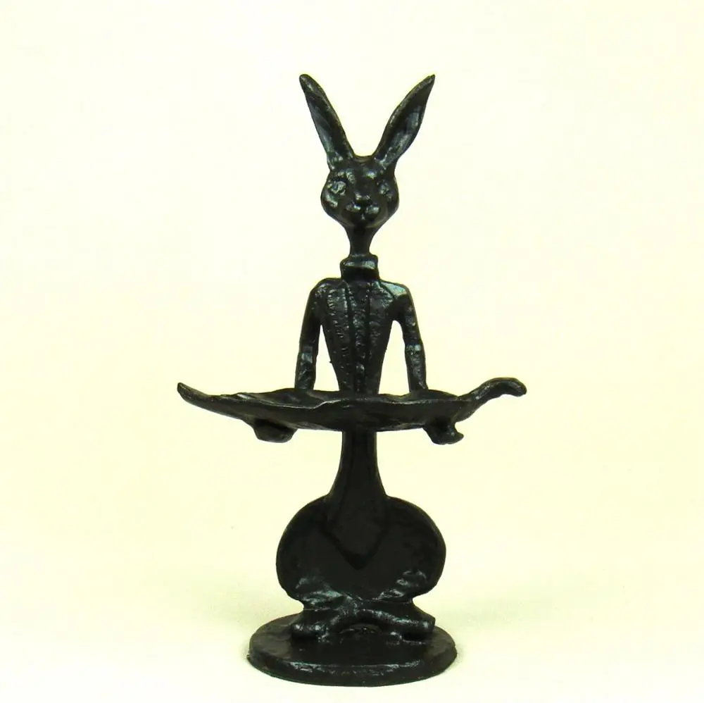 Металлическая фигурка кролика, ювелирный органайзер, стойка, декоративная статуя кролика, бизнес-держатель для карт, искусство и ремесло, орнамент, аксессуары - Цвет: Шоколад