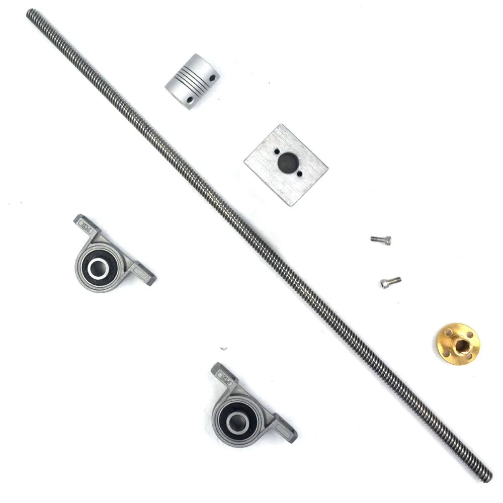 T8 Lead Screw Kit, 400mm Length 8mm Dia Horizontal 8mm Lead Screw Rod