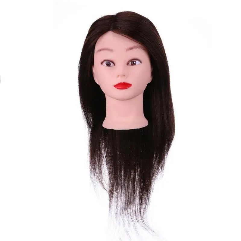 Парикмахерская тренировочная голова настоящие волосы кукла манекен голова косметологический манекен стрижка прическа тренировочная голова - Цвет: 02