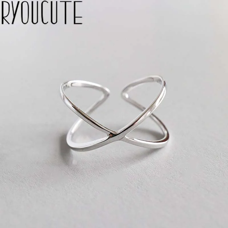 

Bohemian Vintage 925 Sterling Silver Cross Line Rings for Women Wedding Trendy Jewelry Large Adjustable Antique Rings Anillos