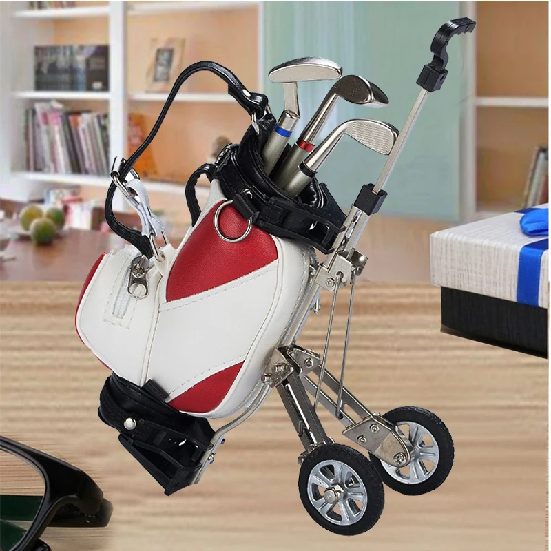 CRESTGOLF Golf Car Holder with 3 Pens Bag Holders Golf Decorations Desk Gifts Golf Souvenirs Novelty Gift Accessories 3