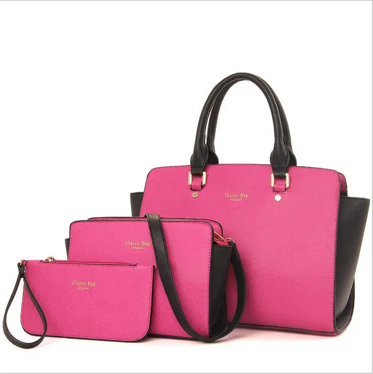 

female  leather bag   shoulder bag sets brand design luxury  patchwork bright  color toothpick pattern handle bag messenger bag