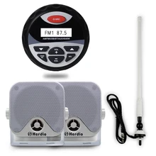 Motorcycle Bluetooth Audio Boat FM AM Radio USB MP3 Player Bluetooth Music Stereo 4” Marine Waterproof Speakers With Antenna