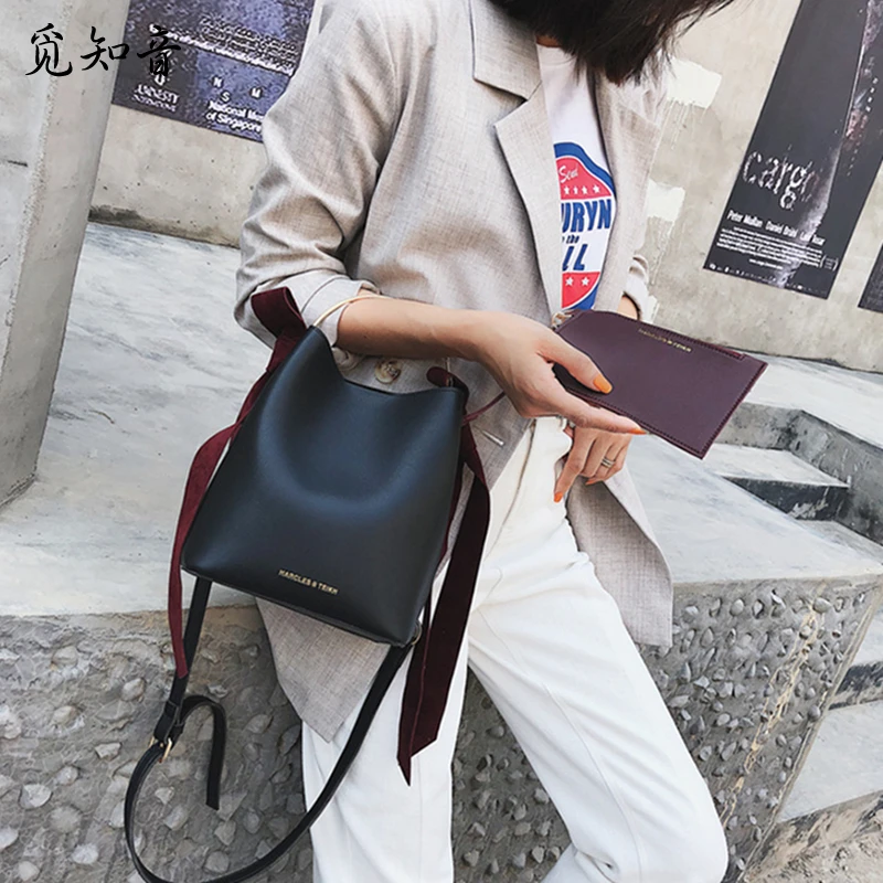 

Autumn New Arrival Women Designer Pu Leather Shoulder Bags Bucket Handbag Concise Totes Lady Quality Satchel Crossbody Bag