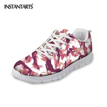 Instantarts пикантные Обувь для девочек печати Для женщин без каблука Обувь Повседневное Кружево Up Mesh Спортивная обувь Женский дышащие легкие Вес Обувь для прогулок женские