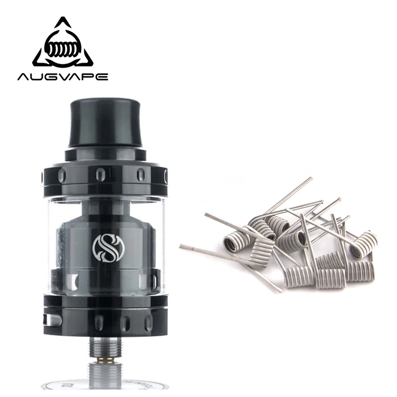 

Augvape Merlin Mini RTA Atomizer tank with 10pcs Clapton Dual Core Fused Coils Leak Proof Bottom Single Coil RTA Atomizer