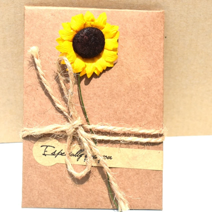 50 пачек/Лот Ретро сушеный цветок бумажный конверт с карточкой цветок специально пригласительный набор открытка с сообщением - Цвет: Sunflower