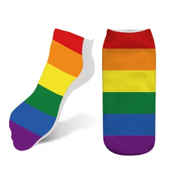 

Spring Summer Creative 3d Printing Sock Harajuku Woman Funny Kawaii Stretch Rainbow Socks meias Short Ankle Socks 7S-ZAS12
