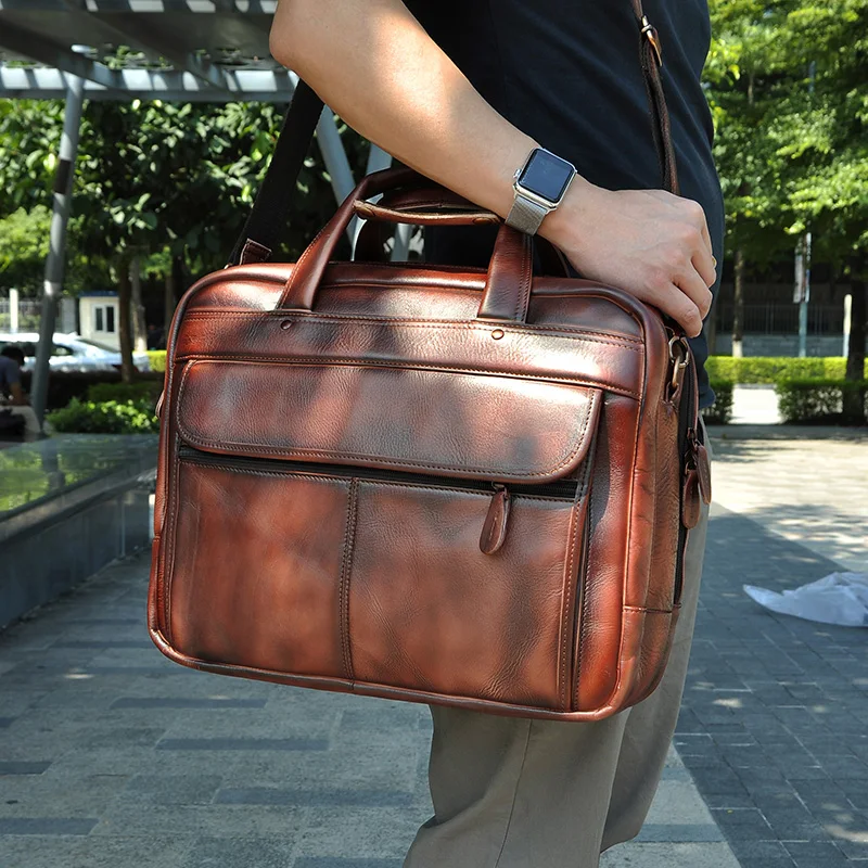 Мужской Кожаный Модный деловой портфель, плечевая сумка мужской дизайн путешествия ноутбук Повседневная Мужская t Повседневная сумка тоут сумка-портфель 7146l