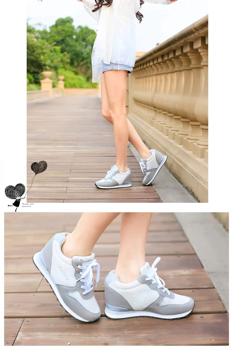 Женская уличная спортивная обувь для бега, увеличивающая рост; женская обувь для бега на скрытой платформе; Брендовые женские кроссовки