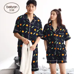 Лето 2018 новые модные женские туфли пижамы отложной воротник пижамы в горошек любителей Повседневное пижамный комплект
