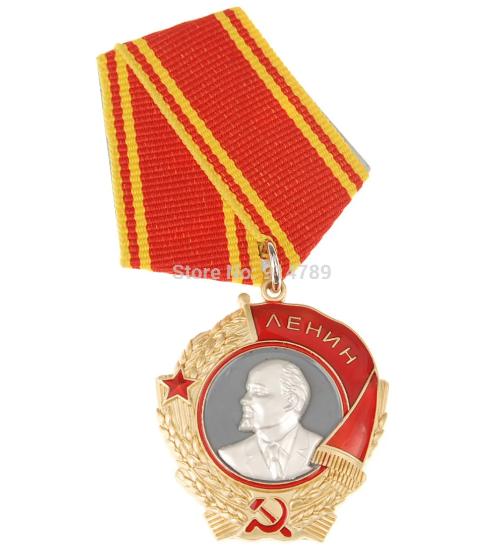 

WWII RUSSIAN SOVIET UNION CCCP ORDER OF LENIN MEDAL BADGE WITH RIBBON -34049