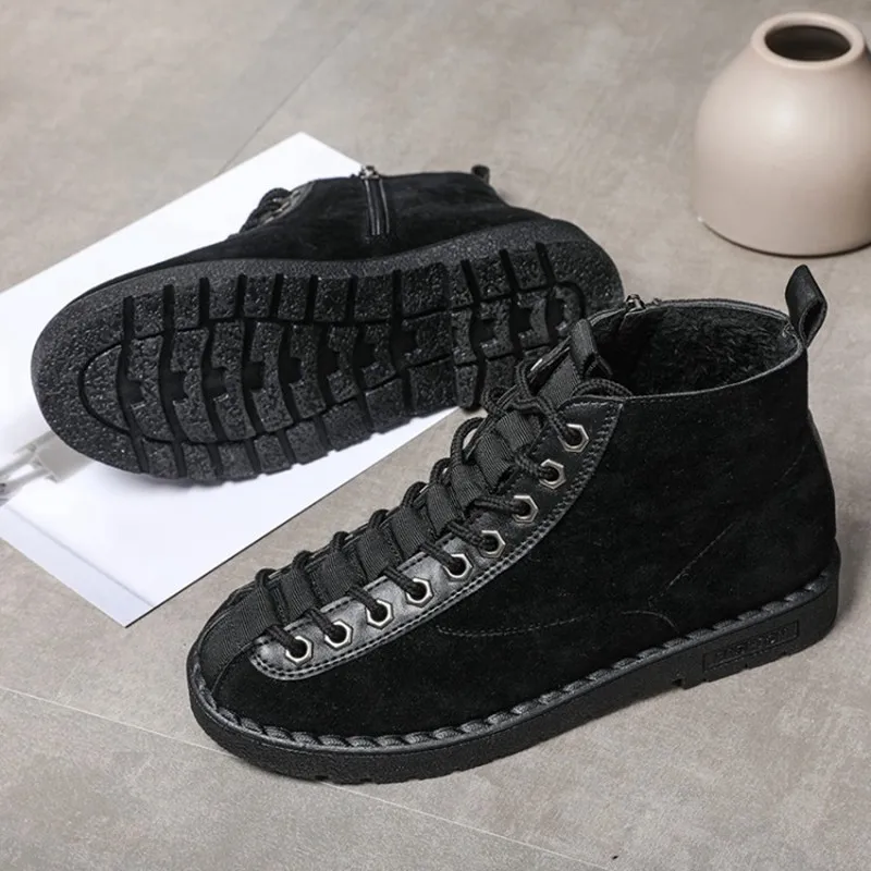 Cena COOTELILI buty zimowe damskie gumowe botki dla kobiet czarny odzież basic Lace Up pluszowe buty kobiet kobiet buty płaskie