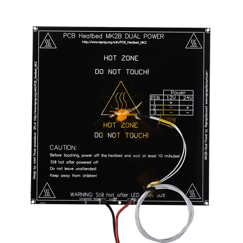 MK2B Heatbed 214*214*2 мм со светодиодом резистором и кабелем нагревательная панель Mendel MK2A