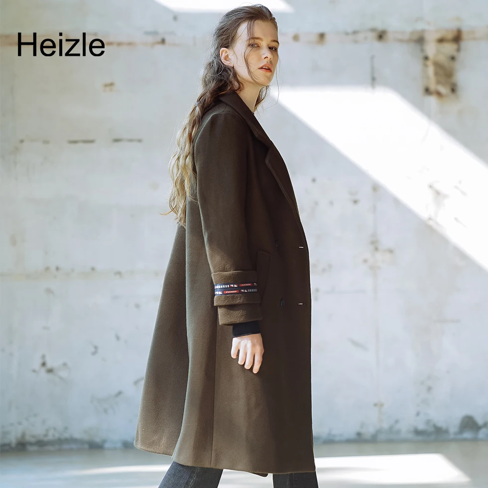 2018 Autumn winter New Women's Casual wool blend trench coat oversize Double Breasted X-Long coat Outerwear Padded Lining Coats
