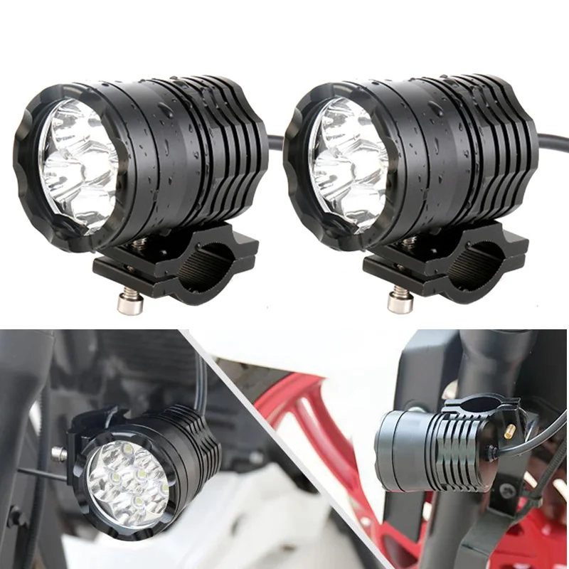 Tanie FADUIES 2 sztuk motocykl lampa pomocnicza jazdy reflektor halogenowy światła przeciwmgielne akcesoria do motocyklu 6000K biały 12V