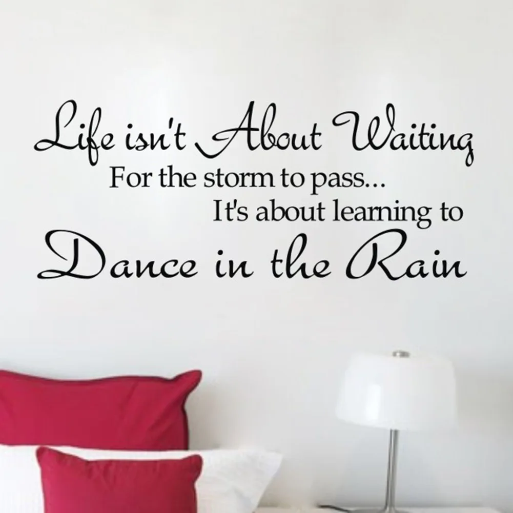 New Life Dance Rain Quote Motto Art Vinyl Wall Sticker Decal Transfer Home BedRoom Decor Decorations in Wall Stickers from Home & Garden on Aliexpress