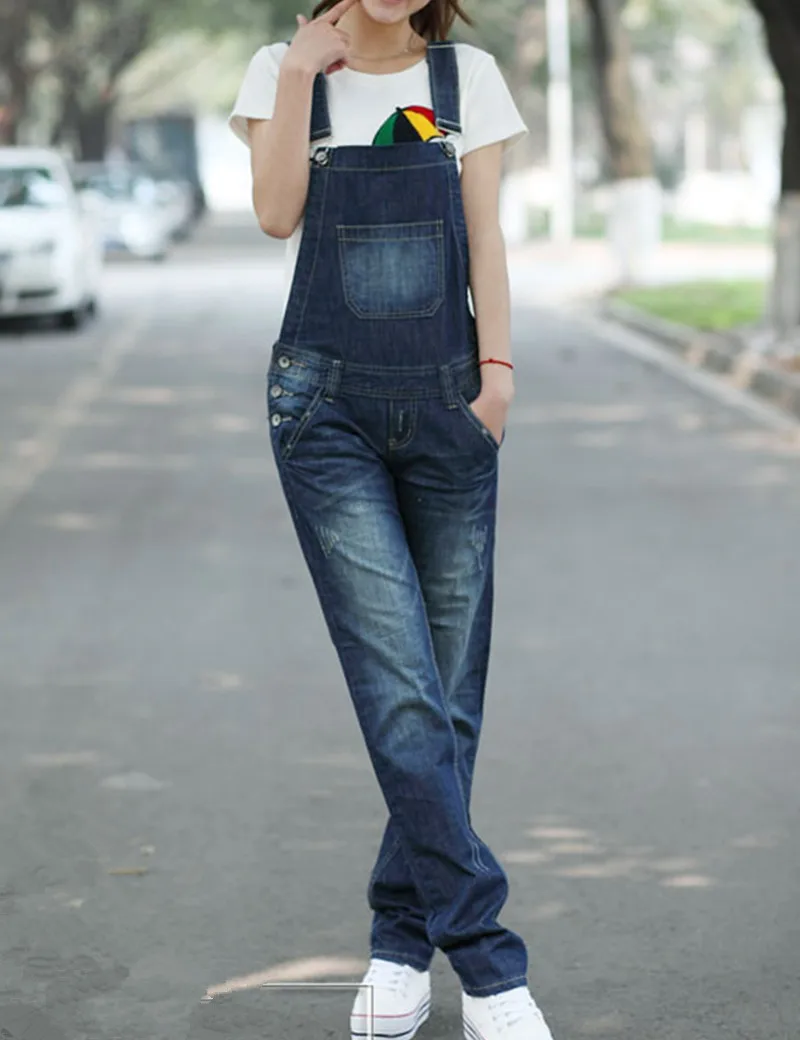 

Free Shipping 2013 New Arrival Spring And Summer Loose Casual Jumpsuit Denim Bib Pants Plus Size Women Trousers Jeans Rompers