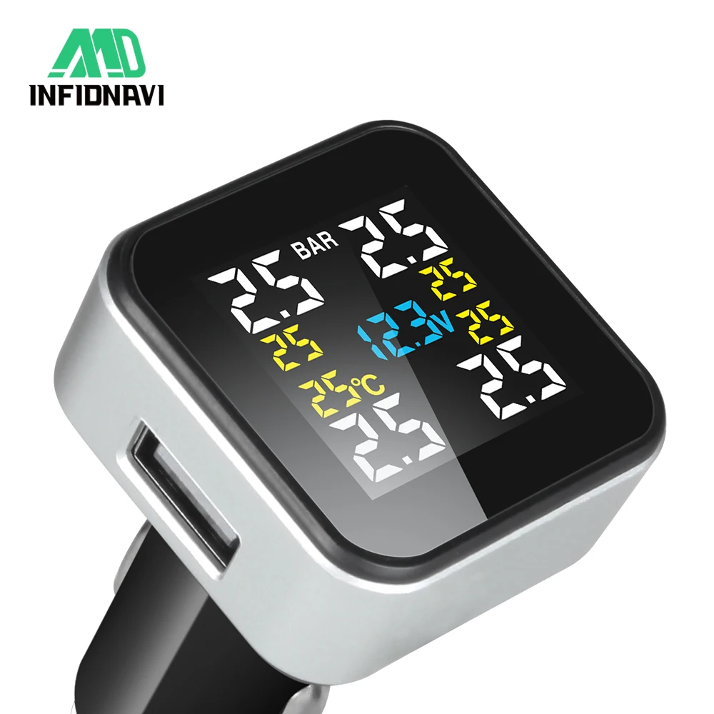 

Car TPMS Tire Pressure Monitoring System Tyre Pressure Auto Security Alarm Systems cigarette lighter Digital LCD Display