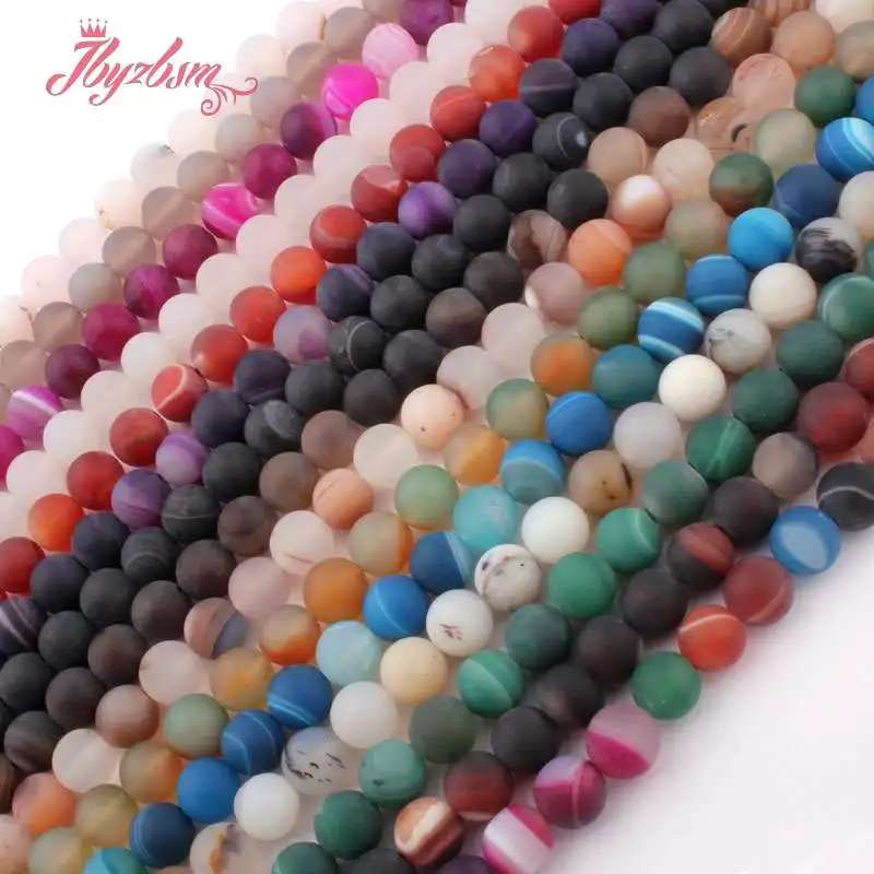 8mm Frost Matte Round Beads Stripe Agates Natural Stone For DIY Necklace Bracelets Jewelry Making Strand 15&quot Free Shipping | Украшения