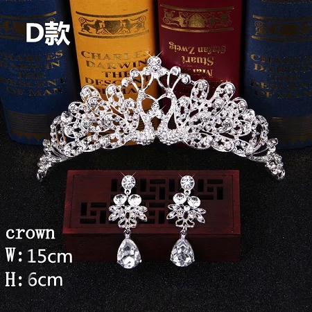Bridal Hair Accessories Tiara Headdress Headband Hair Clips Women Crystal Pearls Decor Hair Band+earrings Jewelry Wedding (7)