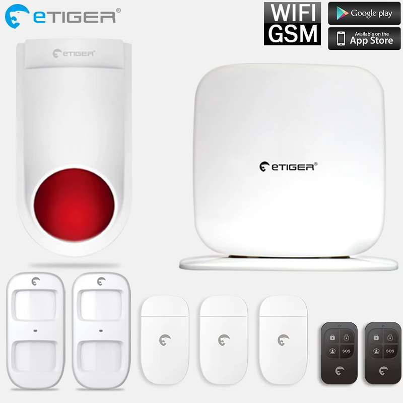 eTigerV2 Wireless GSM Alarm System 433MHz Home Burglar Security Alarm Door sensor motion sensor