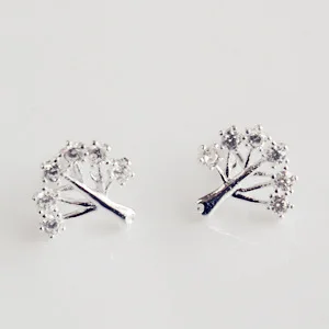 

DreamySky 100% Pure 925 Sterling Silver Tree Earrings For Women Girls Christmas Gift Brincos Pendientes