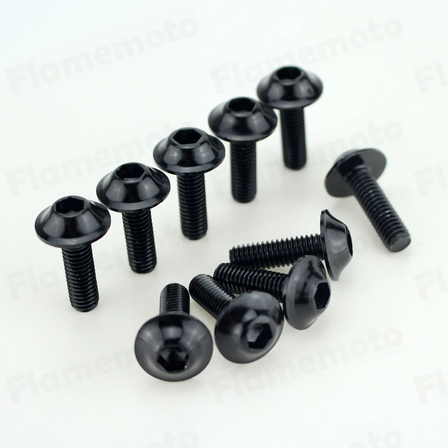 

10pcs Bolts Screw Black Aluminum adornment M6 x 20mm Motorcycle
