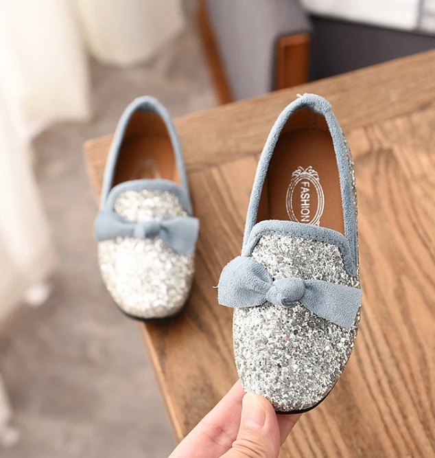 princess shoes spring and autumnfashion new Korean children's peas shoes girls single shoes diamond Girls leather shoes