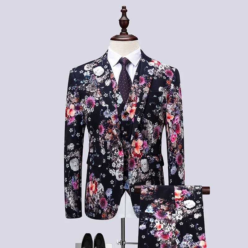 LONMMY Для мужчин s Свадебные Костюмы Блейзер Для мужчин костюмы Формальные из 3 предметов куртка + Штаны + смокинг с жилетом цветочный Для
