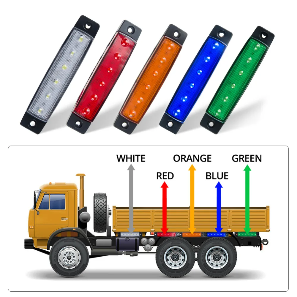 Автомобильный внешний светильник светодиодный 12V 24V 6 Автомобильный светодиодный SMD с изображением машинок и автобусов, Грузовик Боковые Габаритные светодиодный индикатор СВЕТОДИОДНЫЙ трейлер светильник Предупреждение задняя сторона лампы