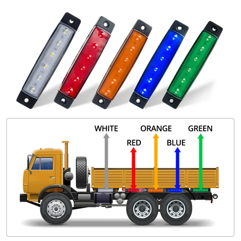 Автомобильный внешний светильник светодиодный 12V 24V 6 SMD авто шины Грузовик