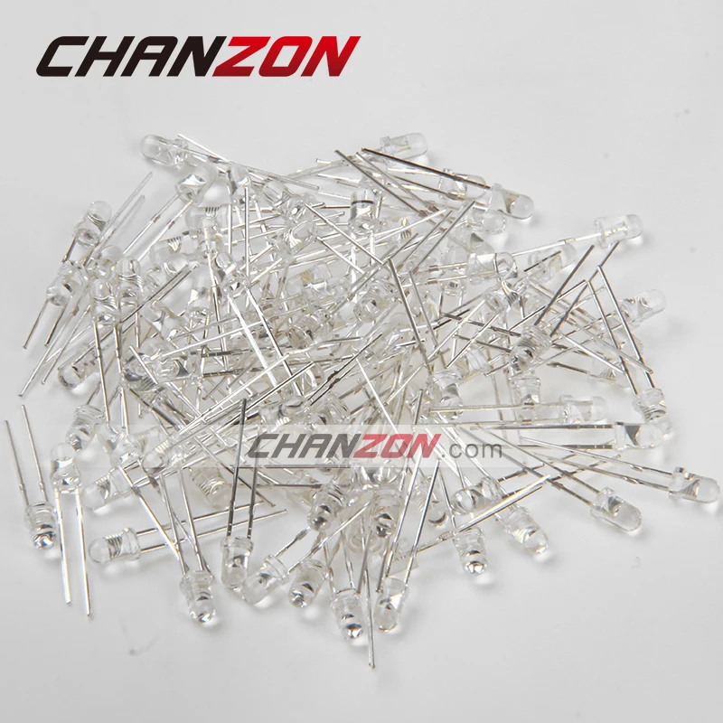 CHANZON 100 шт. прозрачные линзы LED 3 мм теплый белый круглый верх Прозрачный Ультра