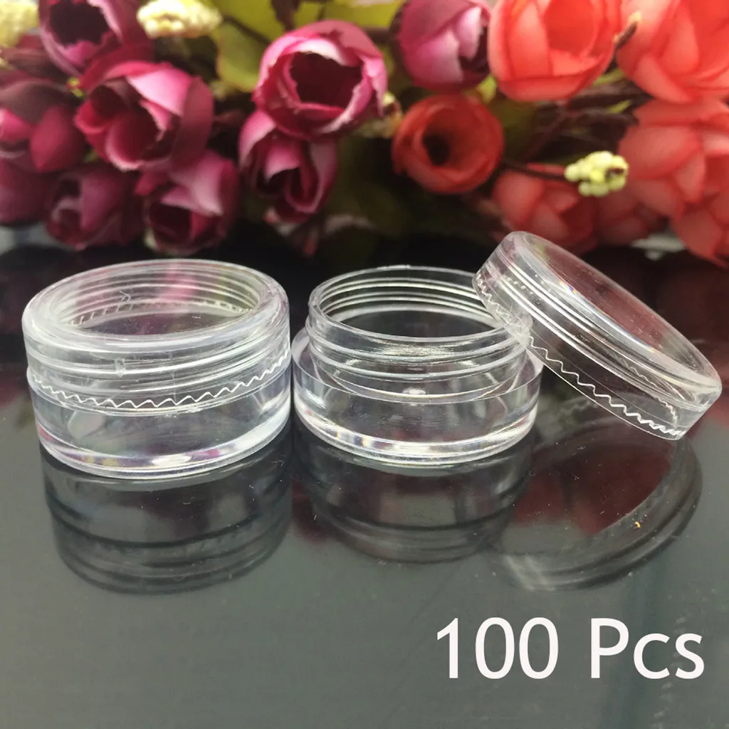 Make-up bottling 100X Clear Plastic Sample Container Mini Bottle Pot Jars Cosmetic Tools 3ml Make-up bottling dropship