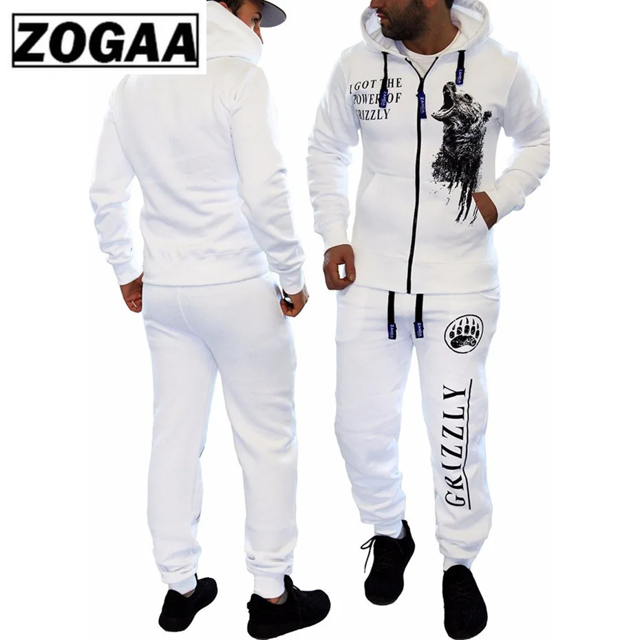 2 Pieces Long Sleeve Hoodies Pants Set ZOGAA 2019 Male Tracksuit Outdoors Suit Men's Gyms Set Casual Sportswear Suit Plus Size
