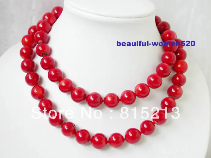 

ddh0041 Luster 32" 12mm round red natural coral Necklace 28% Discount